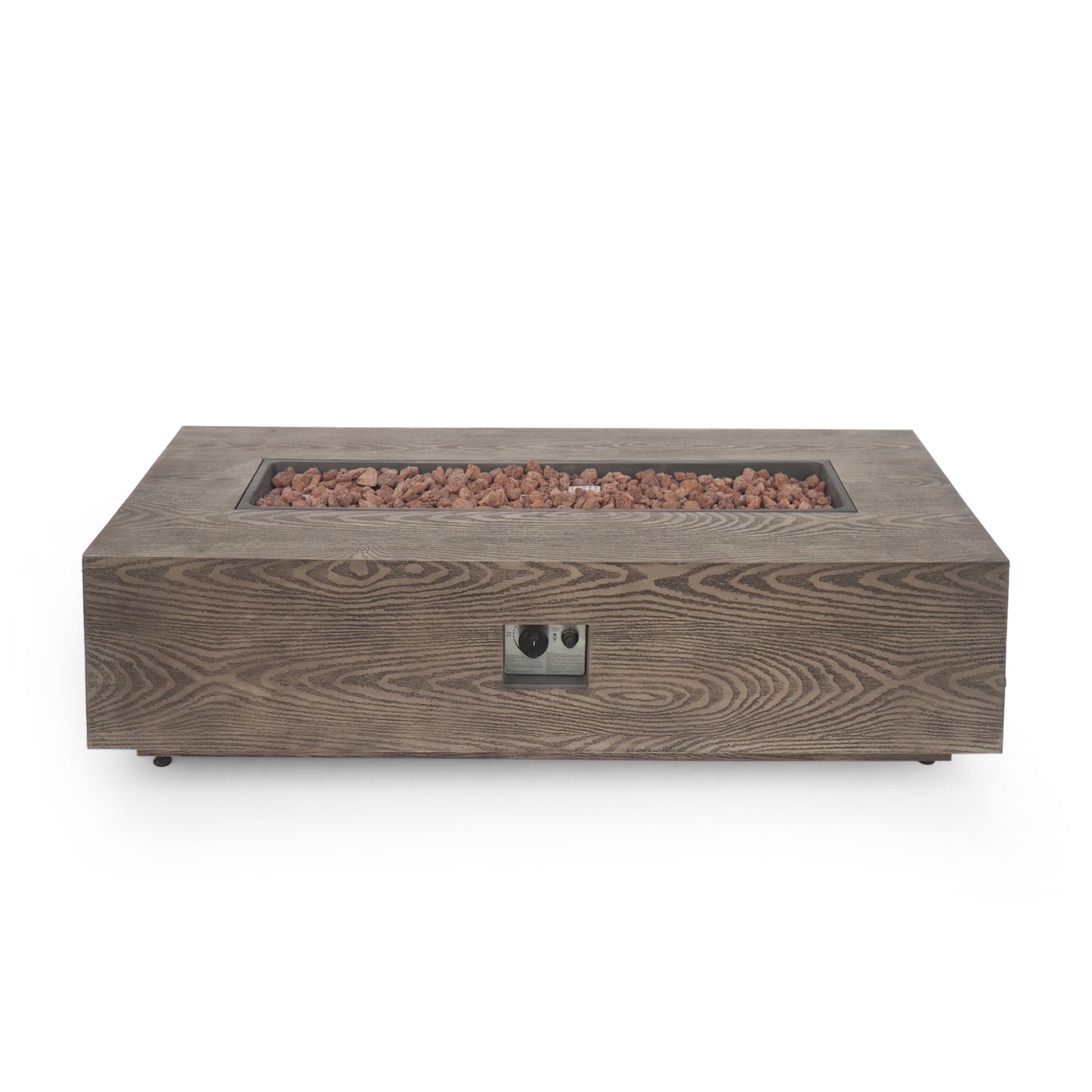 56" Outdoor 50,000 BTU Rectangular Iron Propane Fire Pit, Brown Wood Pattern (Tank Cover not Included)