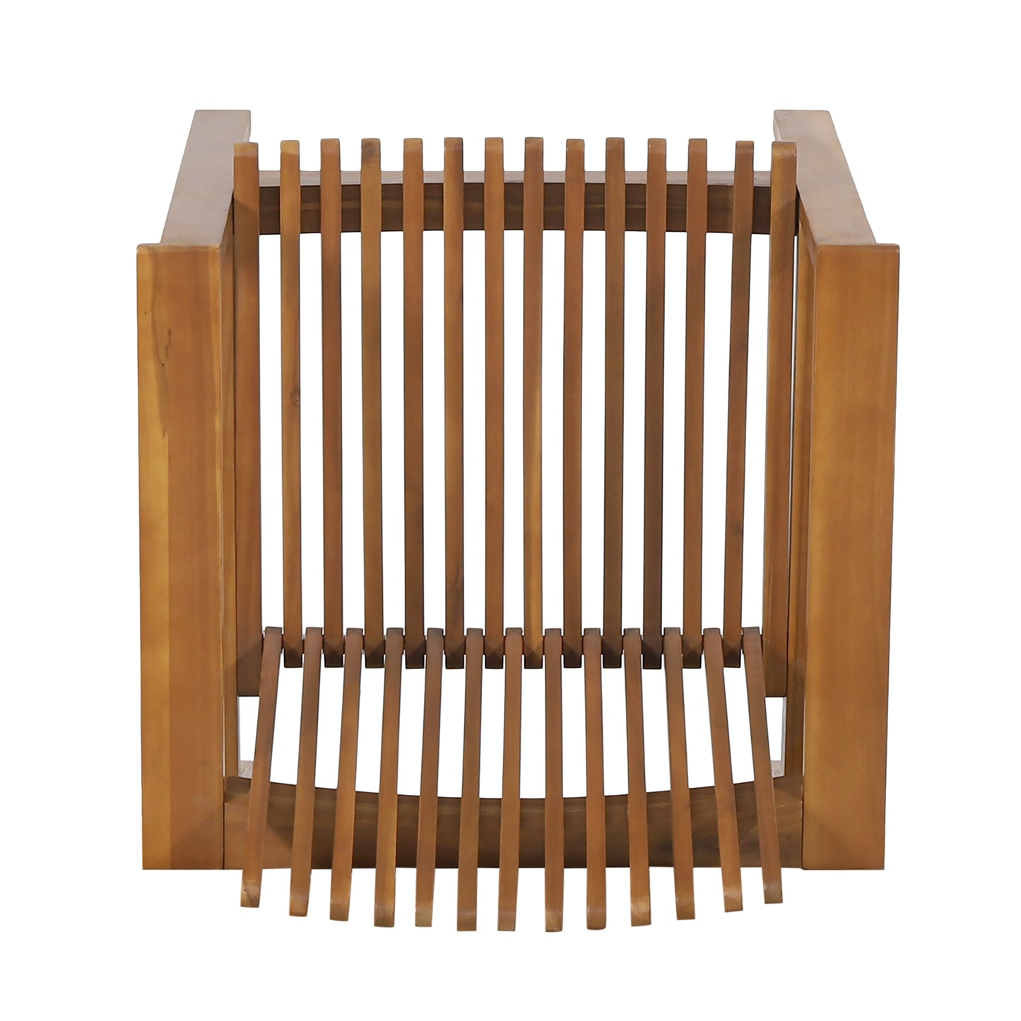 Outdoor Acacia Wood Slatted Club Chairs, Set of 2, Teak finish, Acacia Wood, 30"D x 28"W x 30.75"H