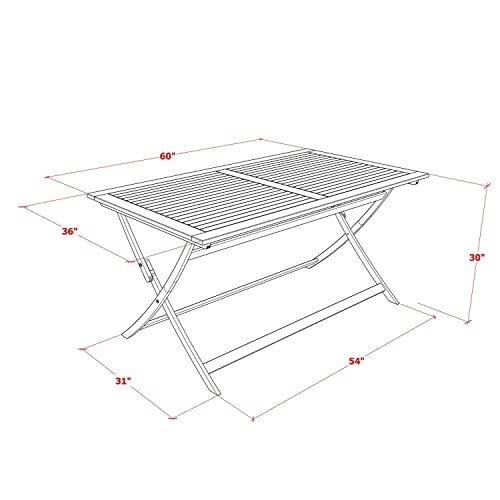 AECM5CANA - 5 Piece Modern Folding Table Set - An Exquisite Dining Table with 4 Outdoor Dining ArmChairs- Natural Oil Finish