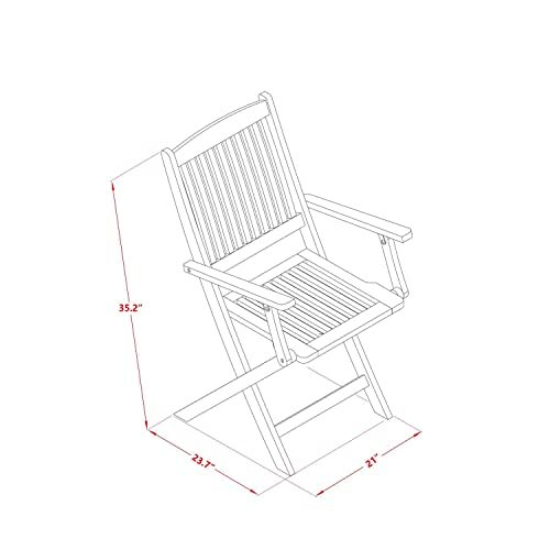 AECM5CANA - 5 Piece Modern Folding Table Set - An Exquisite Dining Table with 4 Outdoor Dining ArmChairs- Natural Oil Finish