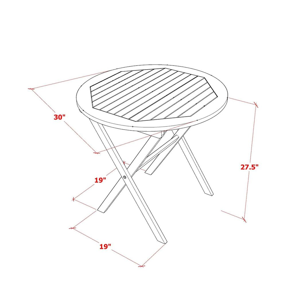 MNCM3CANA 3-Piece Outdoor Bistro Table Set Includes a Wooden Folding Table and 2 Outdoor Folding Chairs - Natural Oil Finish