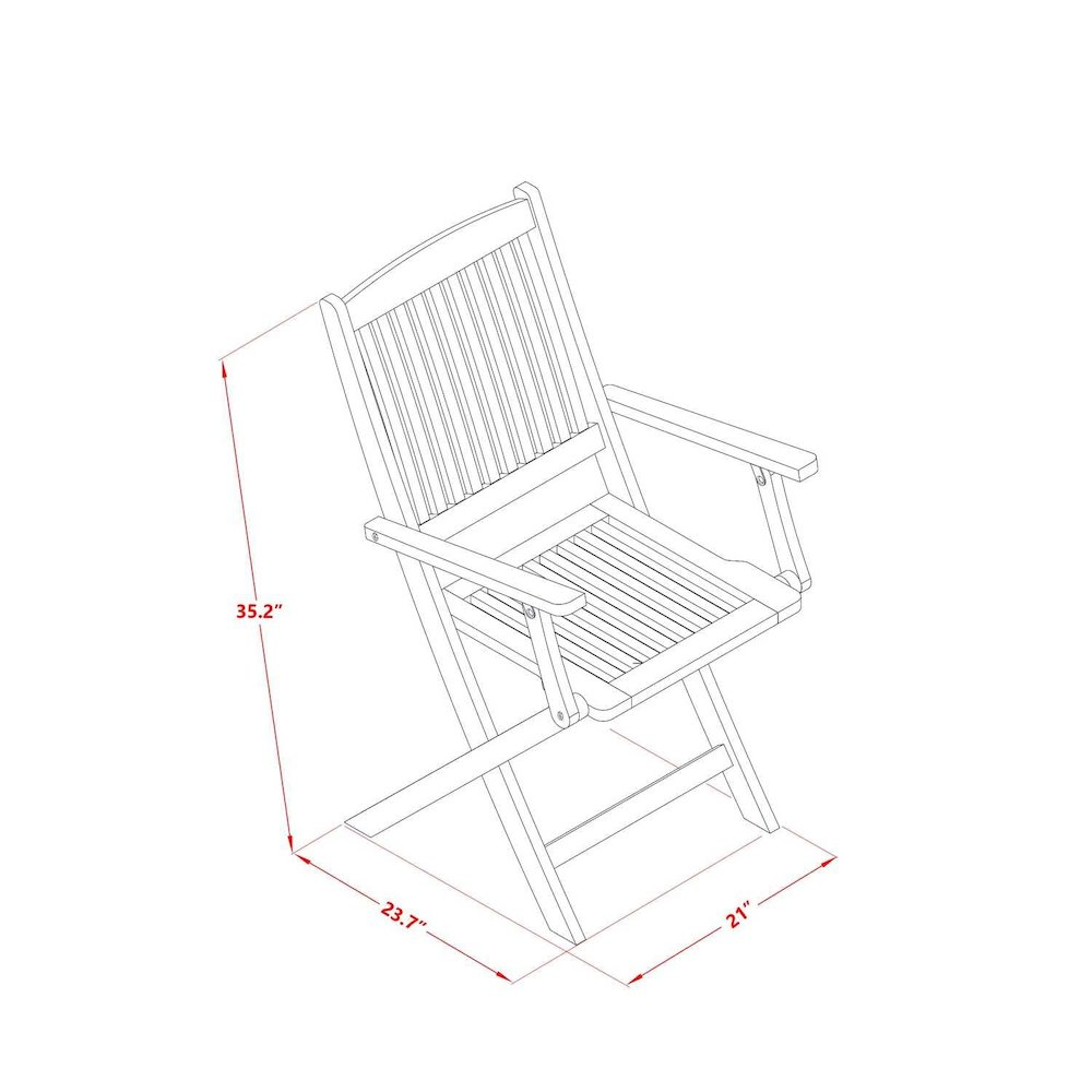 MNCM3CANA 3-Piece Outdoor Bistro Table Set Includes a Wooden Folding Table and 2 Outdoor Folding Chairs - Natural Oil Finish