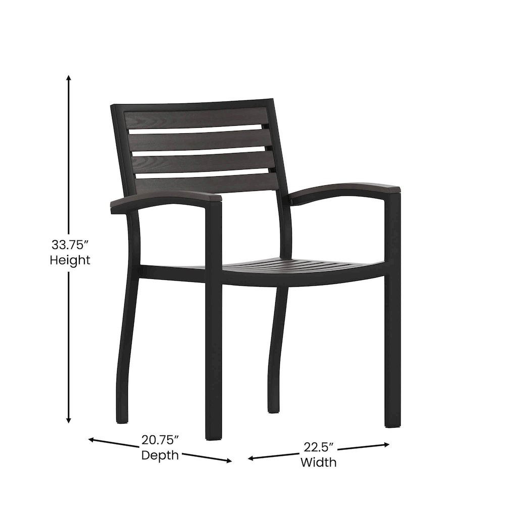 Set of 2 Outdoor Stackable Faux Teak Side Chairs