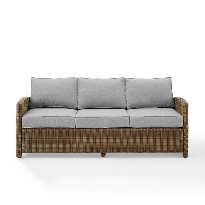 Bradenton Outdoor Wicker Sofa Sand/Weathered Brown