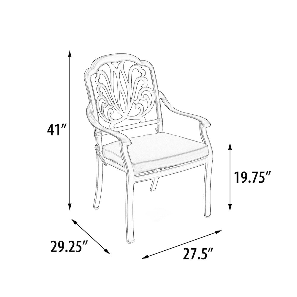 Elisabeth Aluminum Outdoor Dining Chair Plus