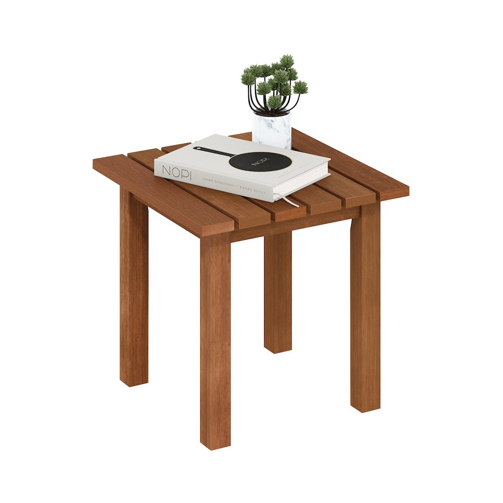 Tioman Hardwood Outdoor Patio End Table, Side Table in Teak Oil, Natural