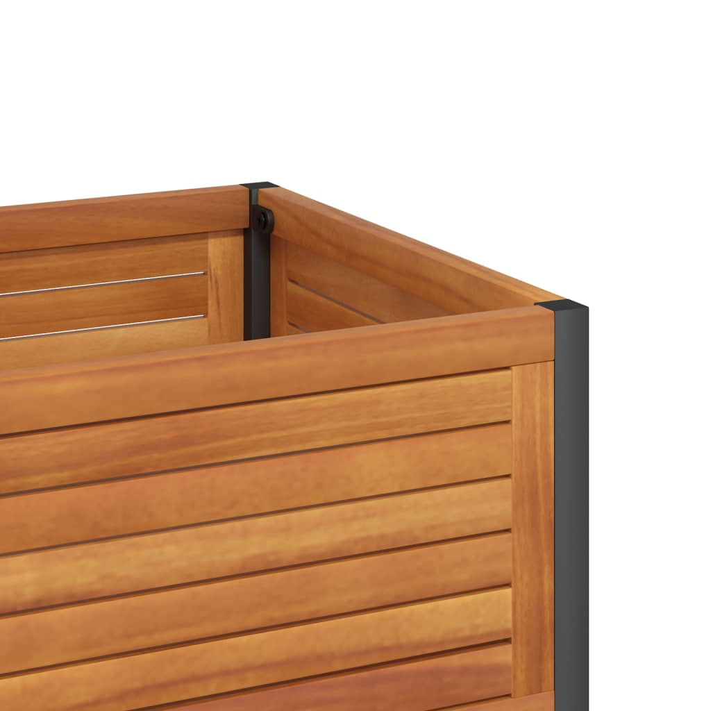 vidaXL Garden Planter with Shelf 31.5"x17.7"x31.5" Solid Wood Acacia and Steel