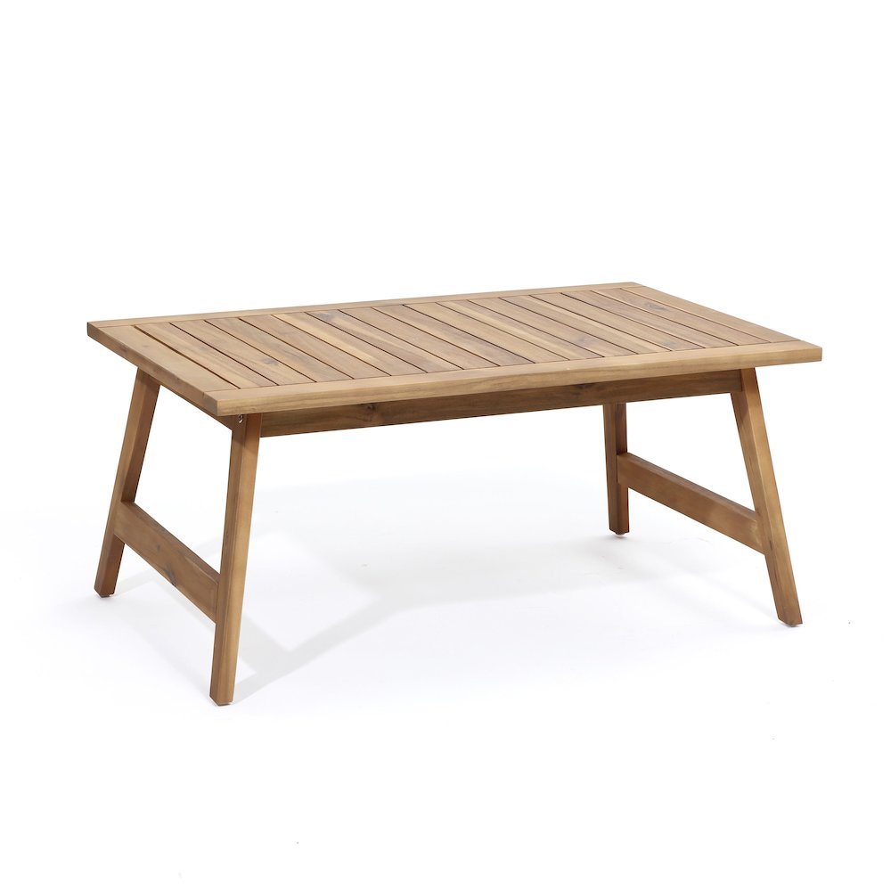 Outdoor Acacia Wood Coffee Table and Loveseat with Cushions