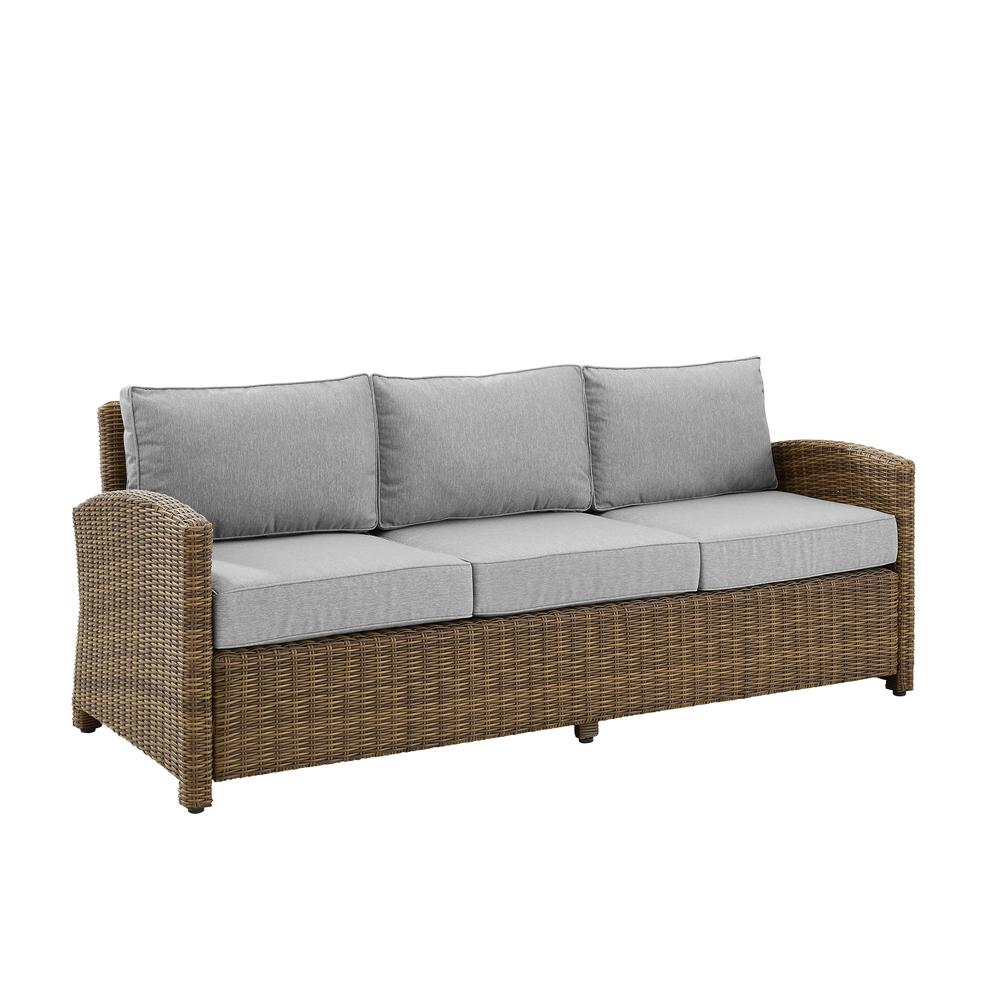 Bradenton Outdoor Wicker Sofa Weathered Brown /Gray