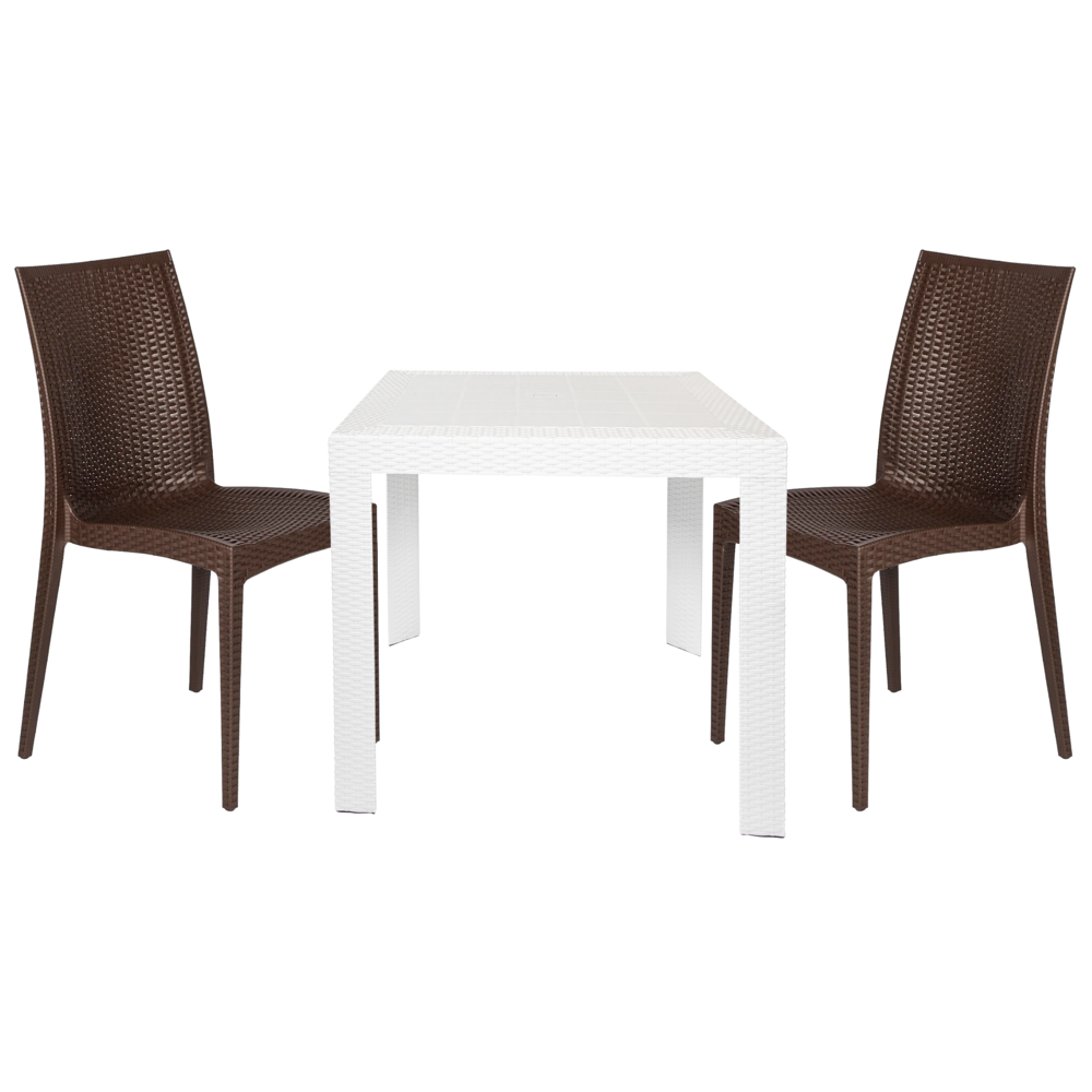 Mace 3-Piece Outdoor Dining Set with Plastic Square Table