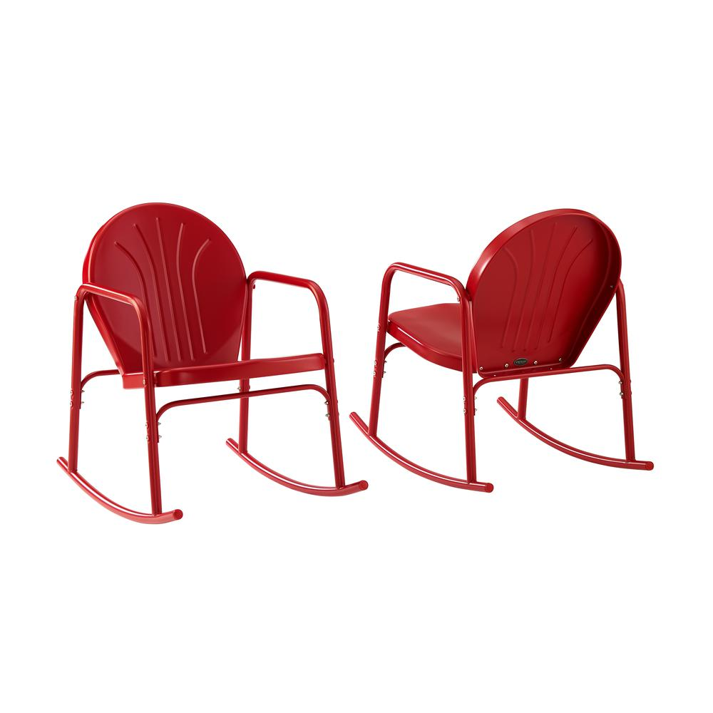 Griffith 2Pc Outdoor Metal Rocking Chair Set Bright Red Gloss - 2 Rocking Chairs