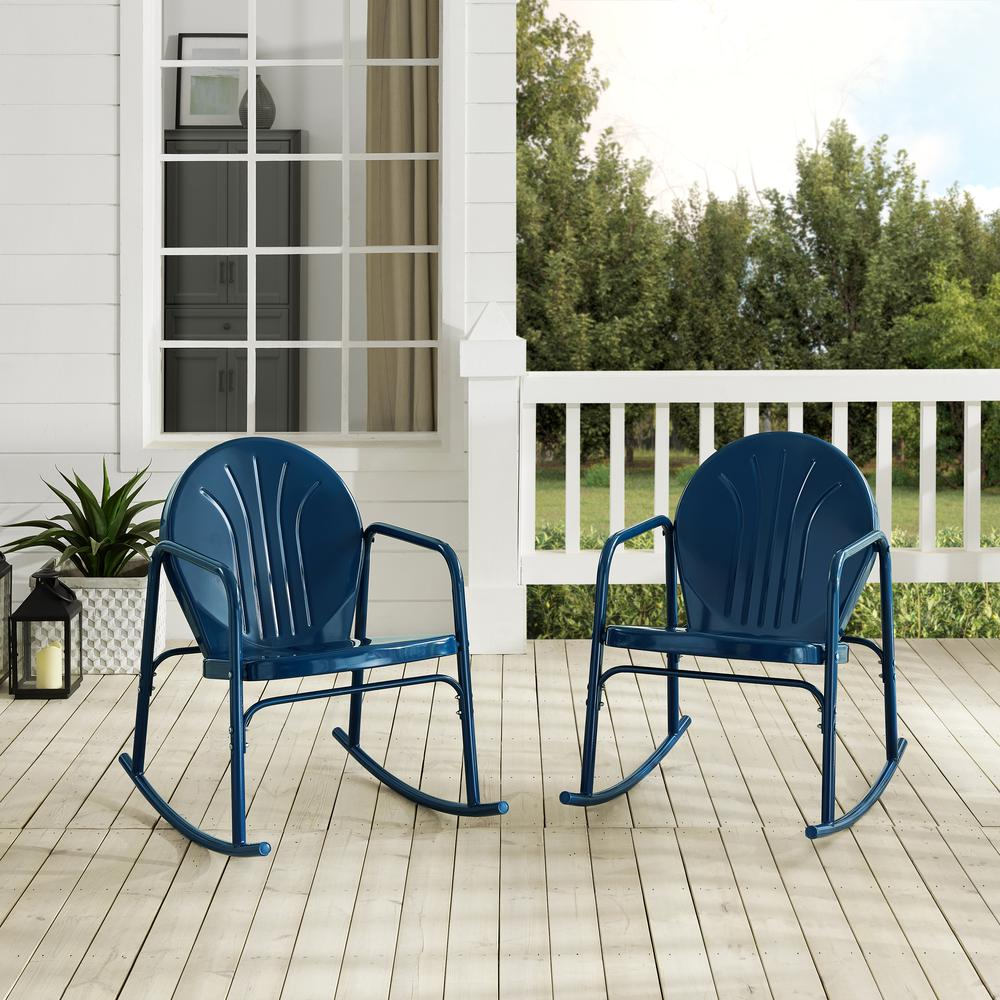 Griffith 2Pc Outdoor Metal Rocking Chair Set Navy Gloss - 2 Rocking Chairs