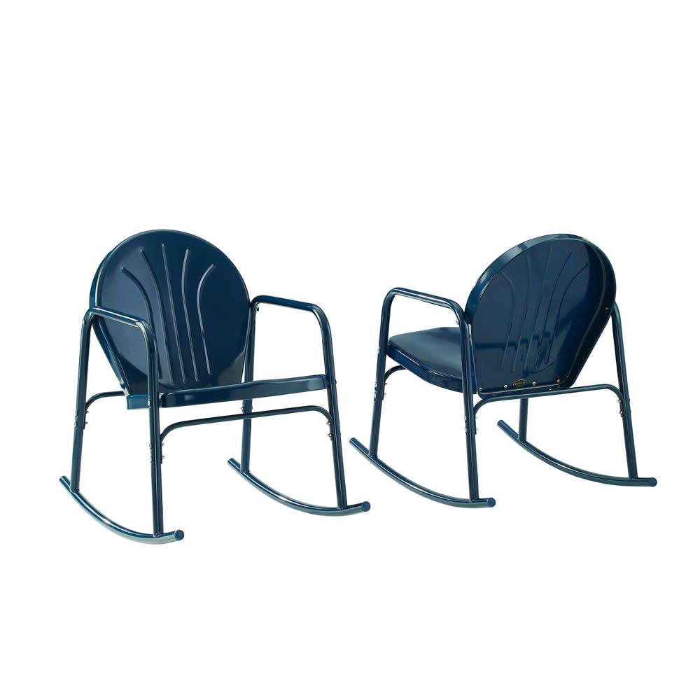 Griffith 2Pc Outdoor Metal Rocking Chair Set Navy Gloss - 2 Rocking Chairs