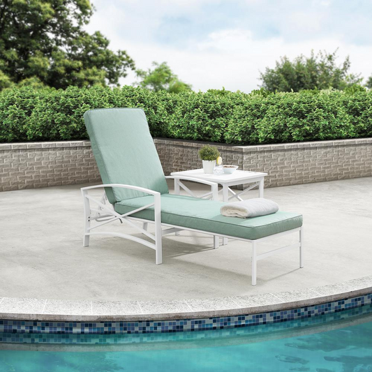 Kaplan Outdoor Metal Chaise Lounge Mist/White