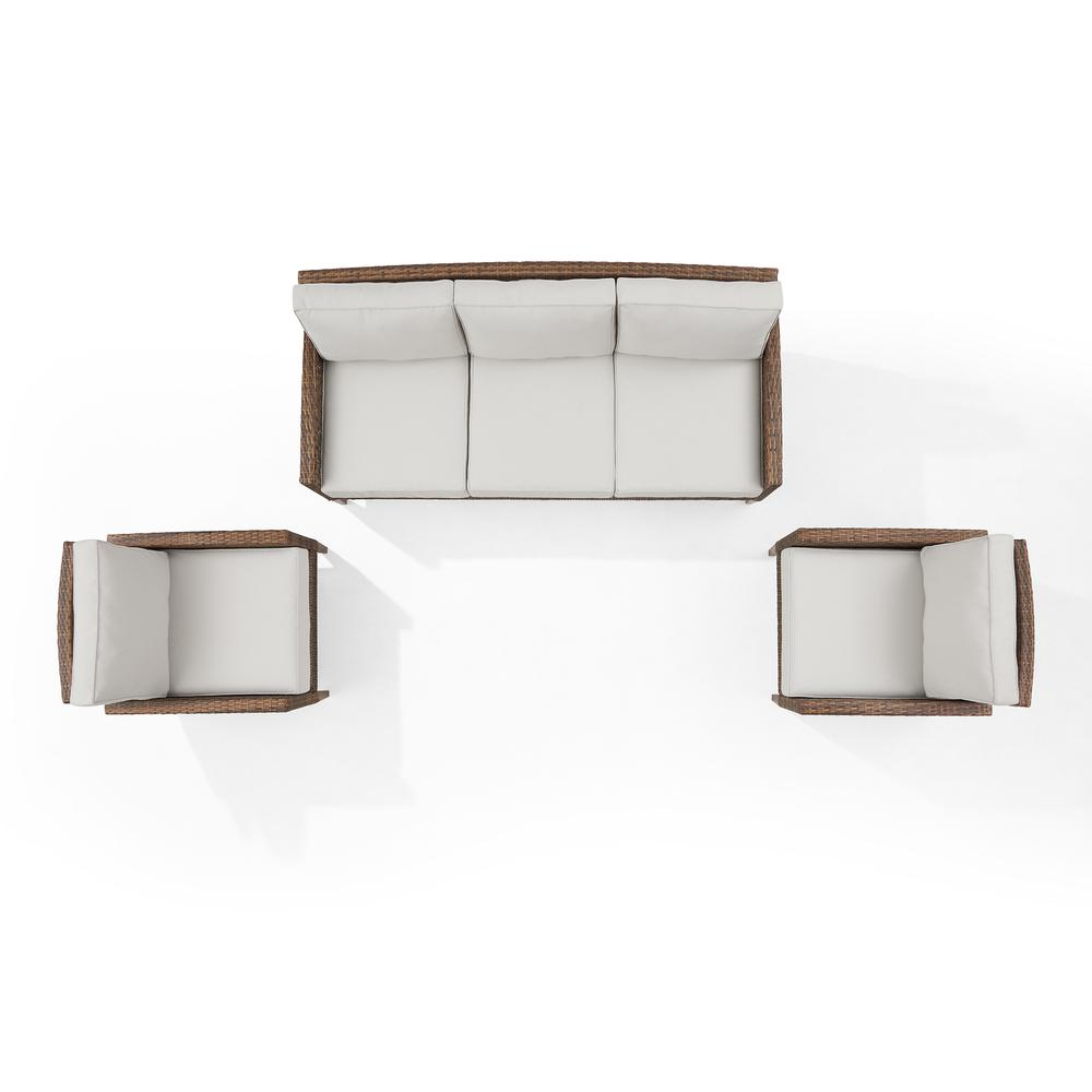 Capella Outdoor Wicker 3Pc Sofa Set Creme/Brown - Sofa & 2 Armchairs