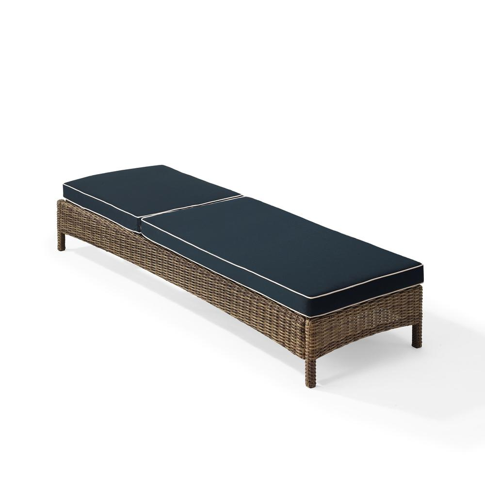 Bradenton Outdoor Wicker Chaise Lounge Navy/Weathered Brown