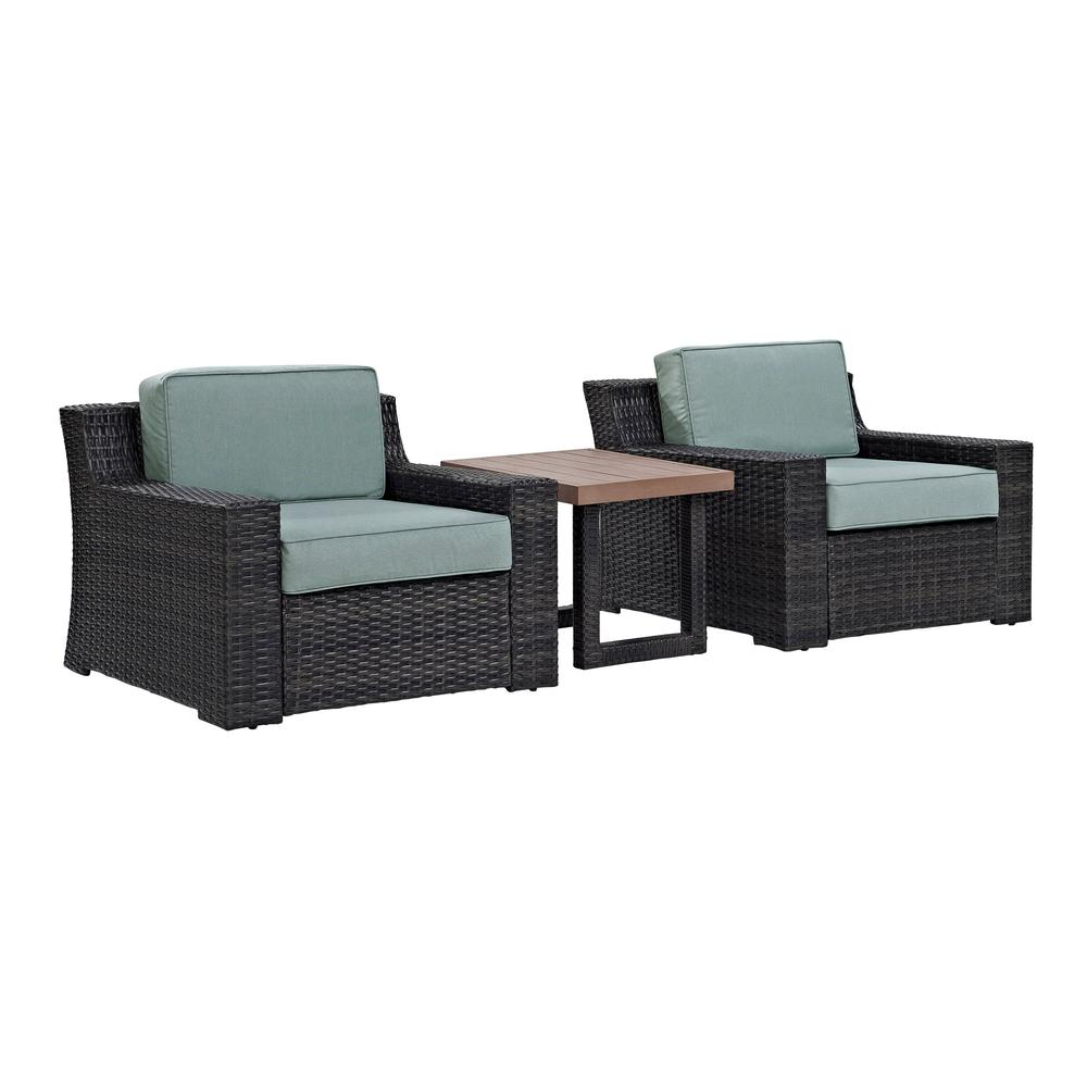 Beaufort 3Pc Outdoor Wicker Chair Set Mist/Brown - Side Table & 2 Chairs