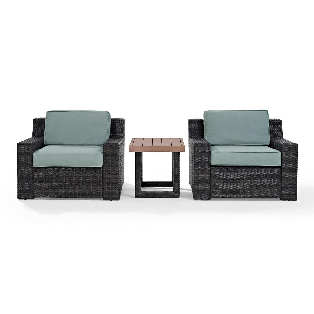 Beaufort 3Pc Outdoor Wicker Chair Set Mist/Brown - Side Table & 2 Chairs