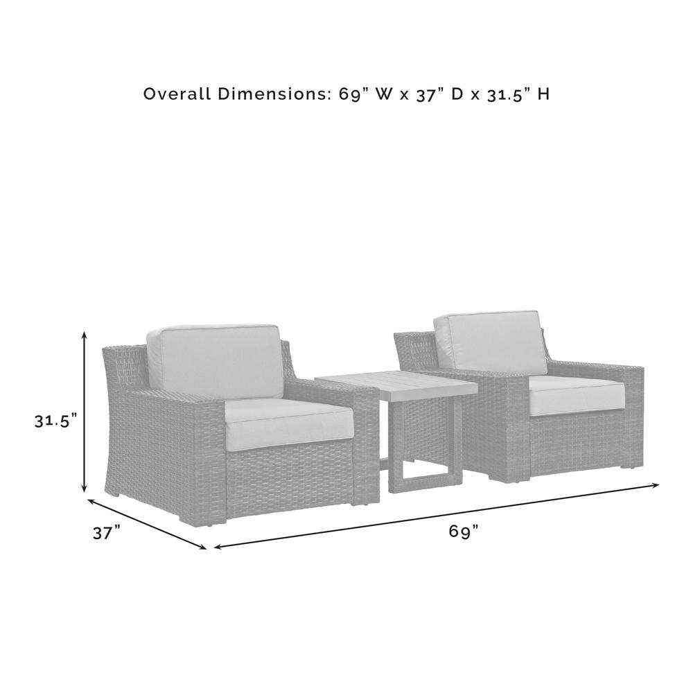 Beaufort 3Pc Outdoor Wicker Chair Set Mist/Brown - Side Table & 2 Chairs