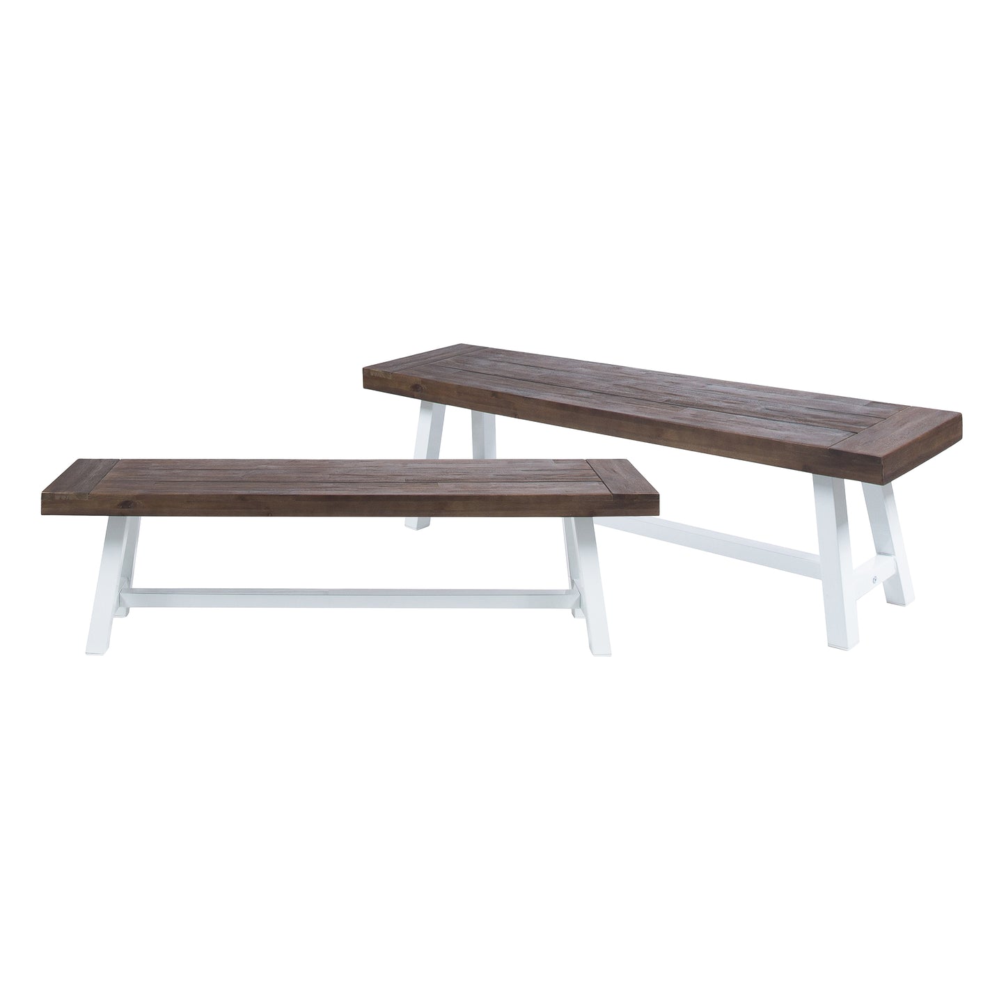 Outdoor Carlisle Benches, Sandblasted Dark Brown + White(Set of 2)