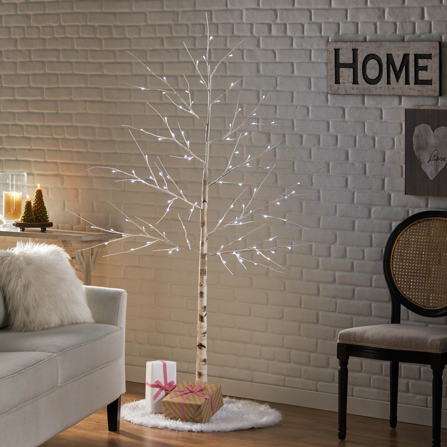 6FT Birch Tree White Light 96LEDArtificial BarkUl  Ip44 30V 6WExtended Line: 5M