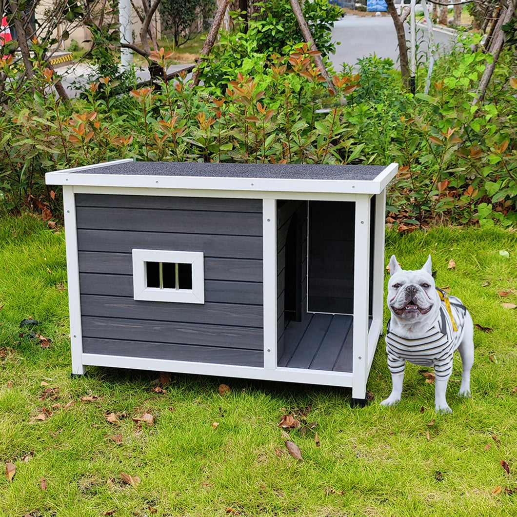 Outdoor Puppy Dog Kennel ,Waterproof Dog Cage, Wooden Dog House with Porch Deck