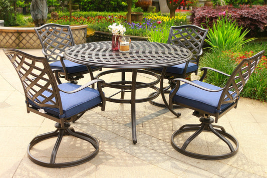 Round 4 - Person 49" Long Aluminum Dining Set with Cushions