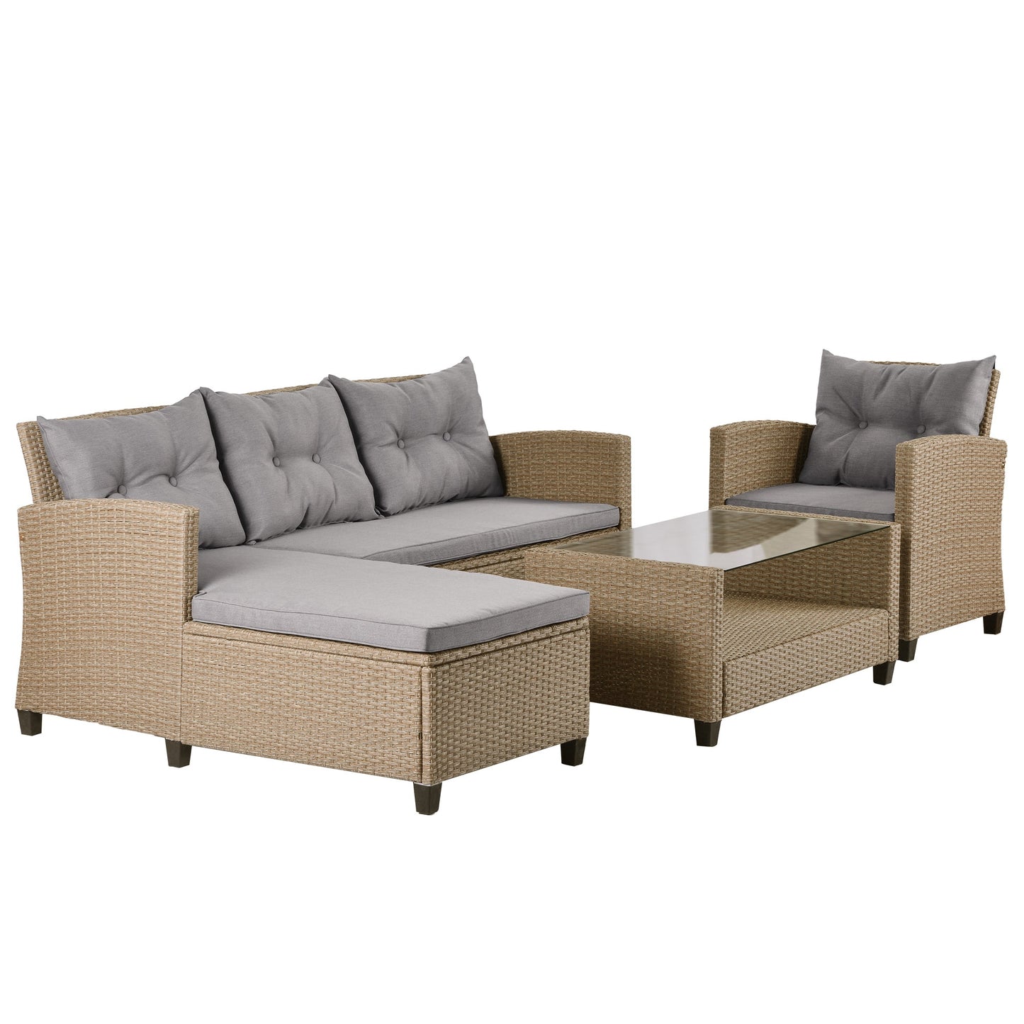 Outdoor, Patio Furniture Sets, 4 Piece Conversation Set Wicker Ratten