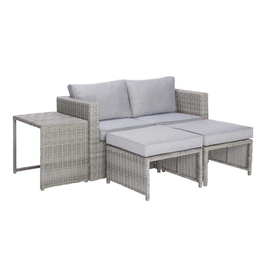 Malibu 5 Piece Outdoor Seating Set, Gray