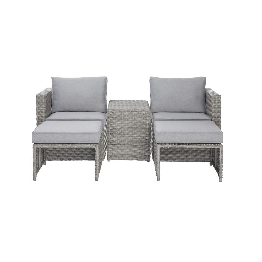 Malibu 5 Piece Outdoor Seating Set, Gray