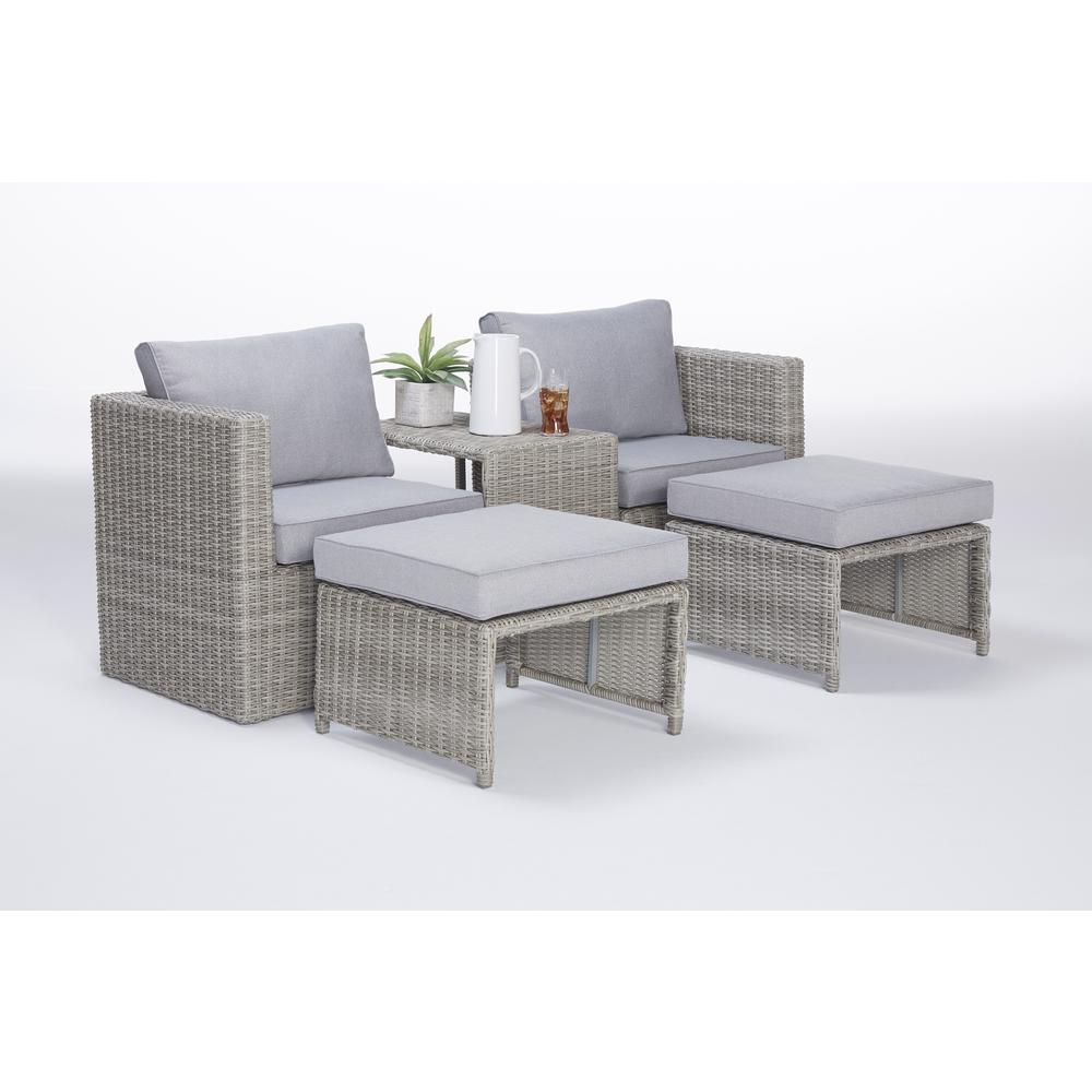 Malibu 5 Piece Outdoor Seating Set, Gray