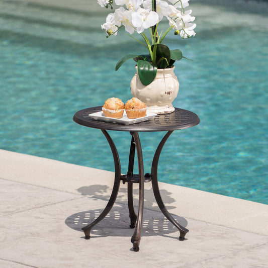 Outdoor 19" Cast Aluminum Side Table