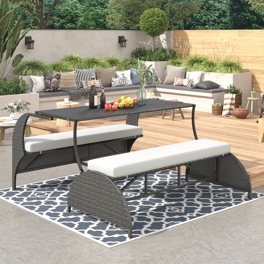 U_STYLE Versatile outdoor loveseat that converts to four seats and a table, suitable for gardens and lawns