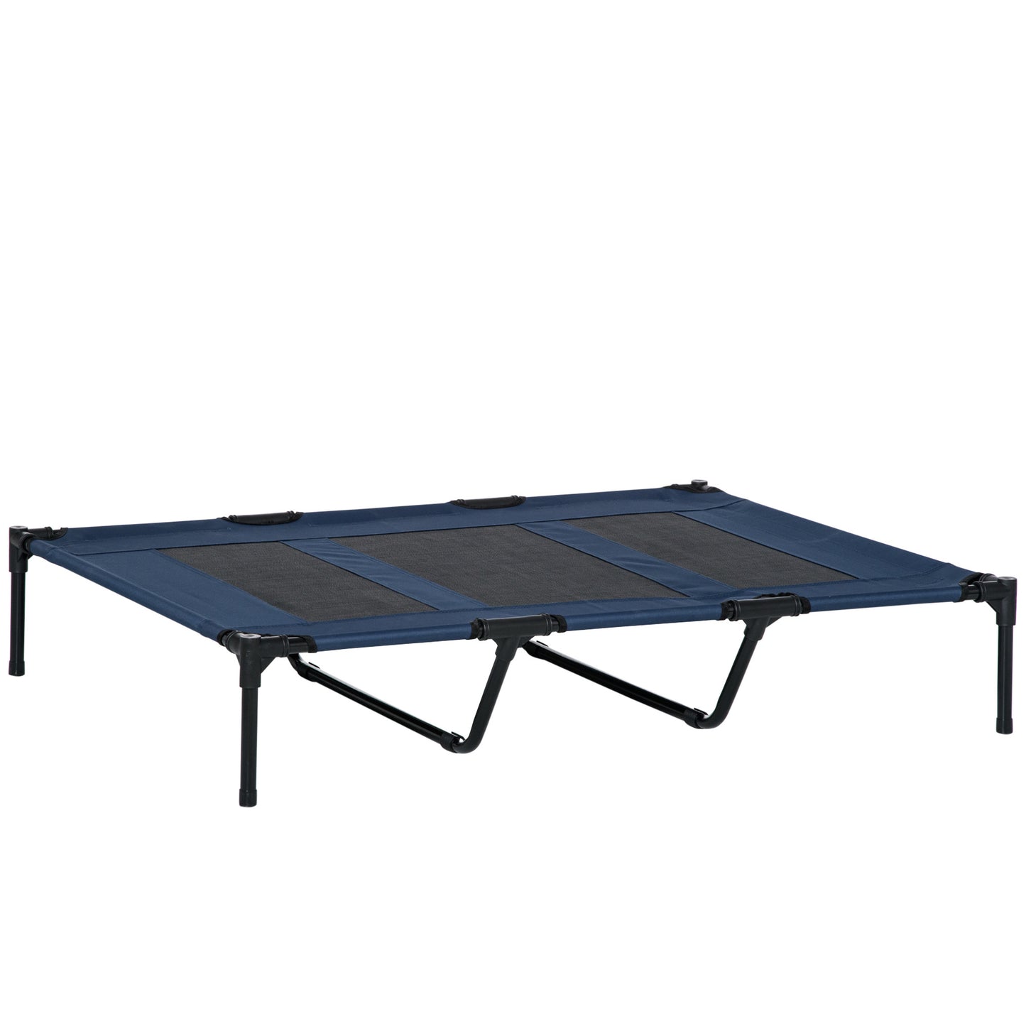 PawHut 48" x 36" Breathable Elevated Dog Bed Portable Pet Cot, Raised Pet Bed w/ Carry Bag Metal Frame Breathable Mesh Indoor and Outdoor Dark Blue