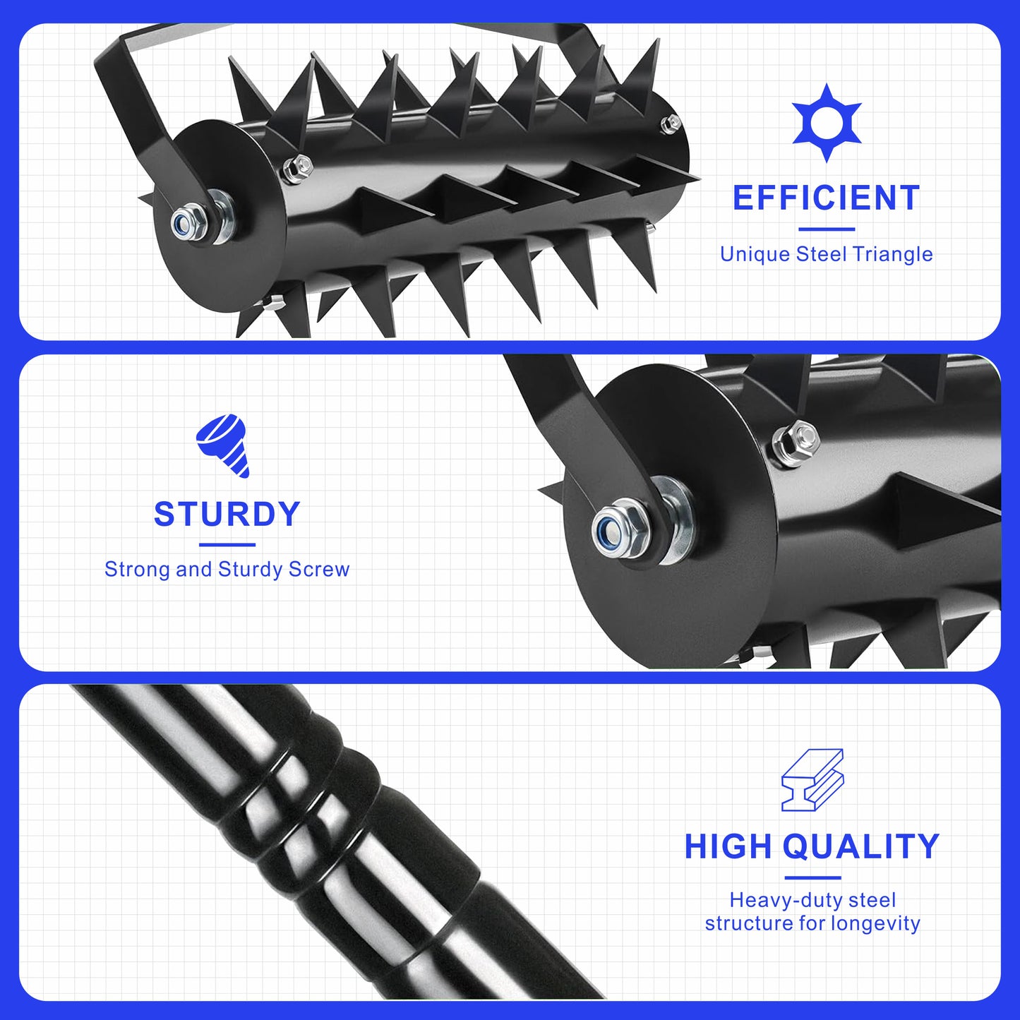 Lawn aerators, gardens, yards, loose soil in farmland,Gardening Lawn Aerator Tool, Upgraded Heavy Duty Aerator Lawn Soil Penetrator Spikes, for Garden Grass Patio Yard.