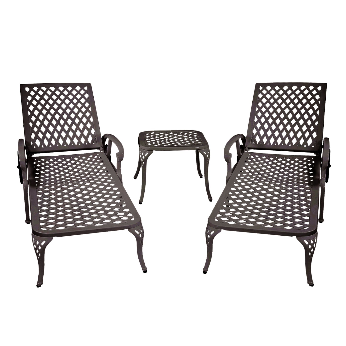 Aluminium Cast lounge chair 2pcs brown