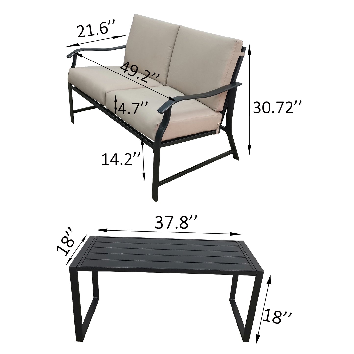 LOVESEAT AND  TABLE Schwarz B