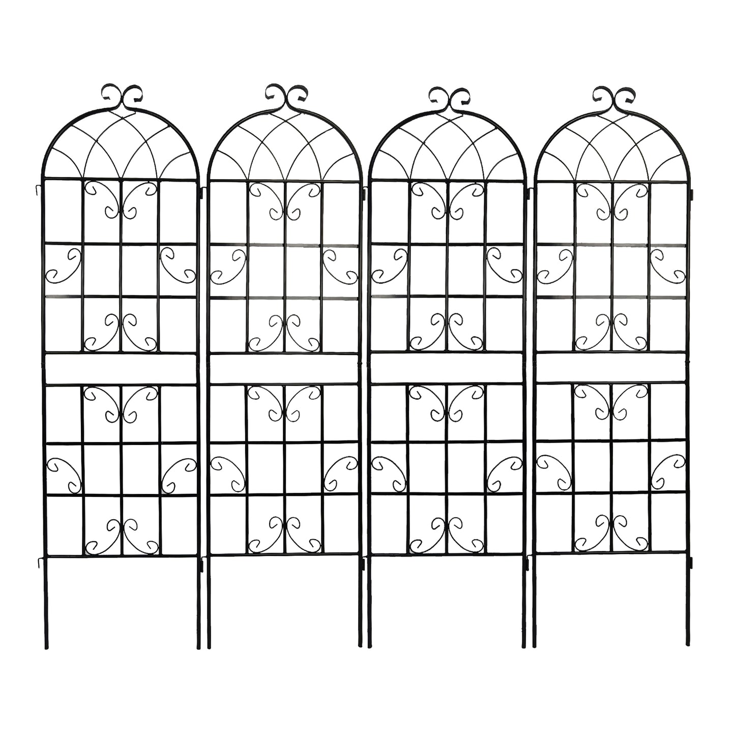 4 Pack Metal Garden Trellis 71" x 19.7" Rustproof Trellis for Climbing Plants Outdoor Flower Support Black