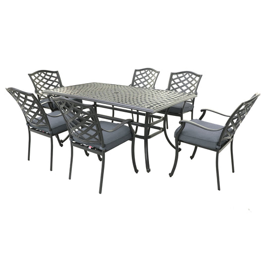 Rectangular 6 - Person 68" Long Aluminum Dining Set with Sunbrella Cushions