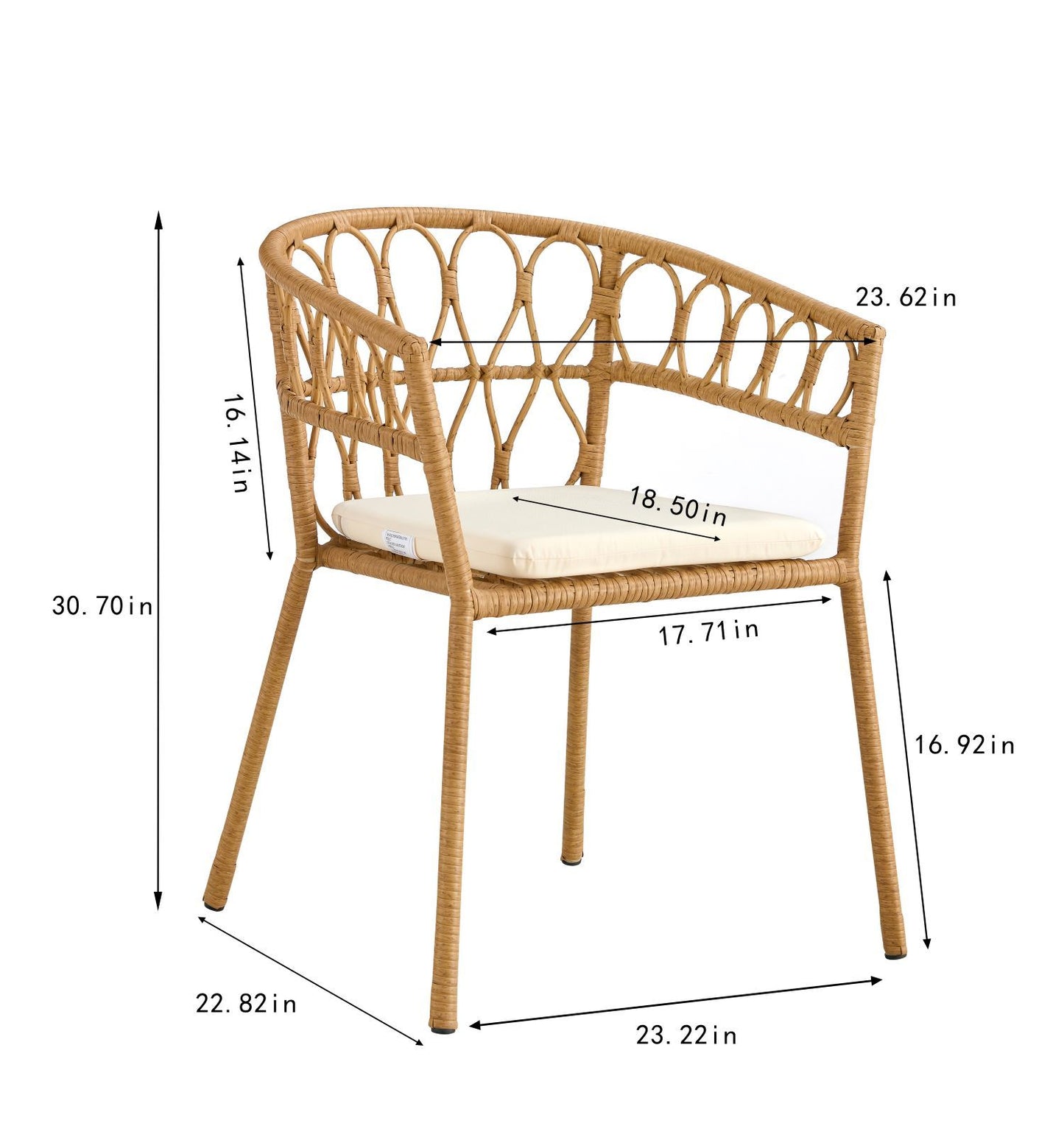 Outdoor dining set of 5,  simple bamboo dinning table , PE ratten round table 110CM plastic wood top, Bamboo looking ratten base, 4 dinning chairs with cushion, stackable