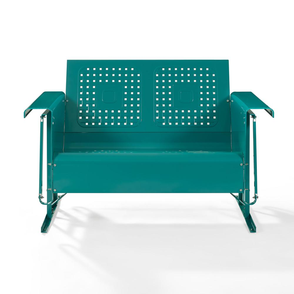 Bates Outdoor Metal Loveseat Glider Turquoise