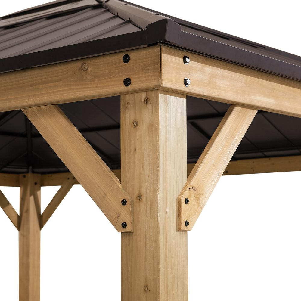 Outdoor Patio Cedar Framed Gazebo with Steel and Polycarbonate Hip Roof Hardtop