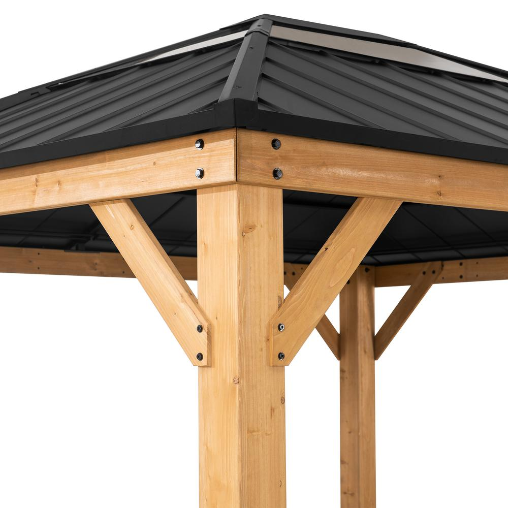 Outdoor Patio Cedar Framed Gazebo with Steel and Polycarbonate Hip Roof Hardtop