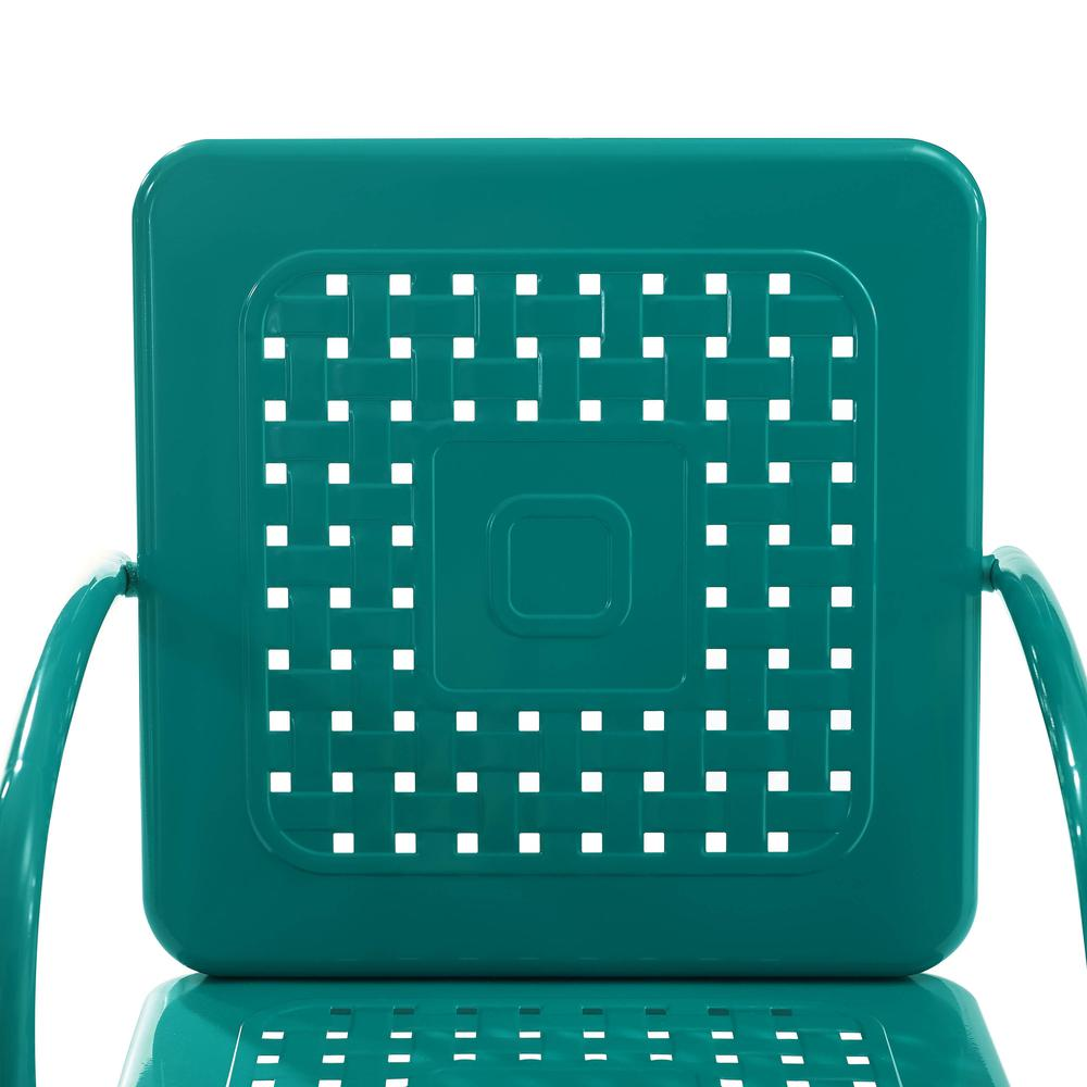 Bates 3Pc Outdoor Metal Armchair Set Turquoise Gloss - Side Table & 2 Armchairs