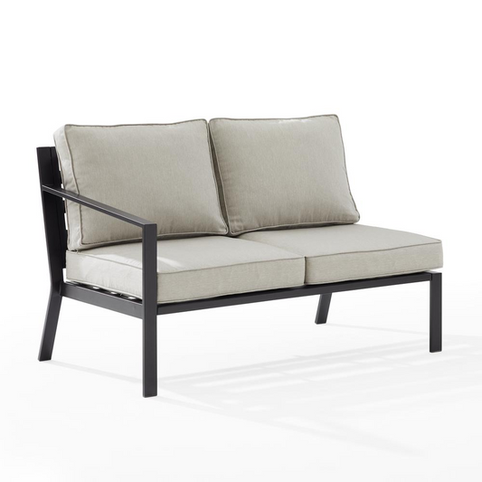 Clark Outdoor Metal Sectional Left Side Loveseat Taupe/Matte Black