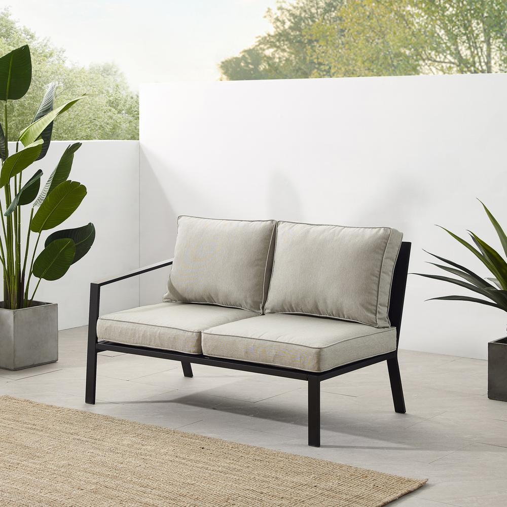 Clark Outdoor Metal Sectional Left Side Loveseat Taupe/Matte Black