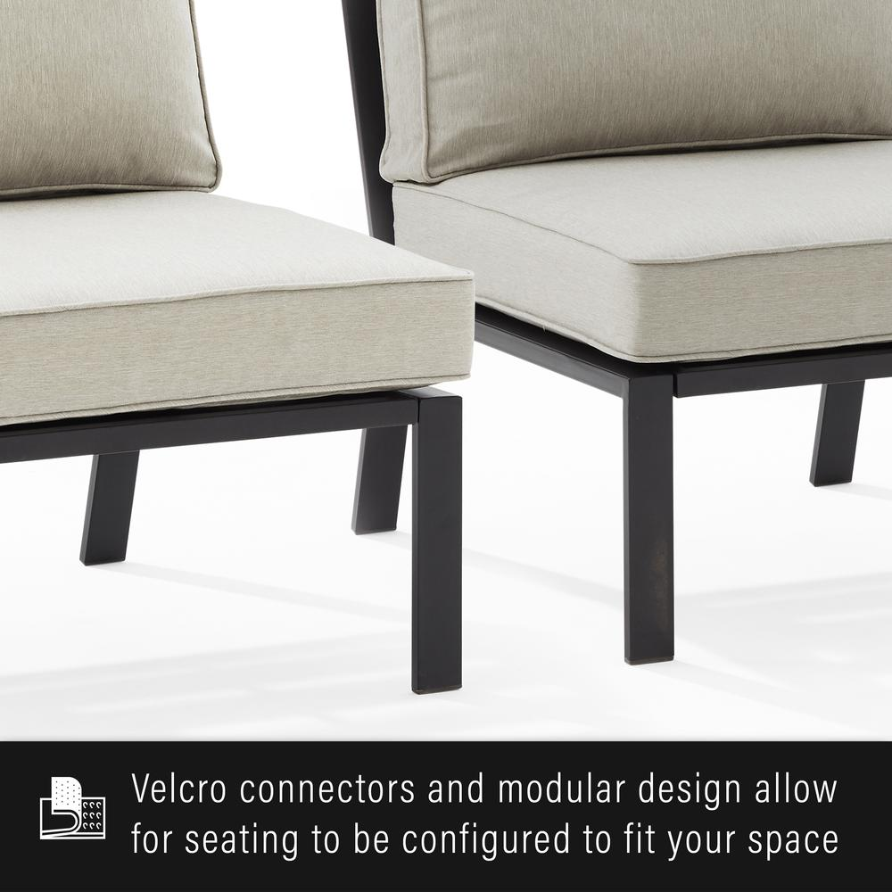 Clark Outdoor Metal Sectional Left Side Loveseat Taupe/Matte Black