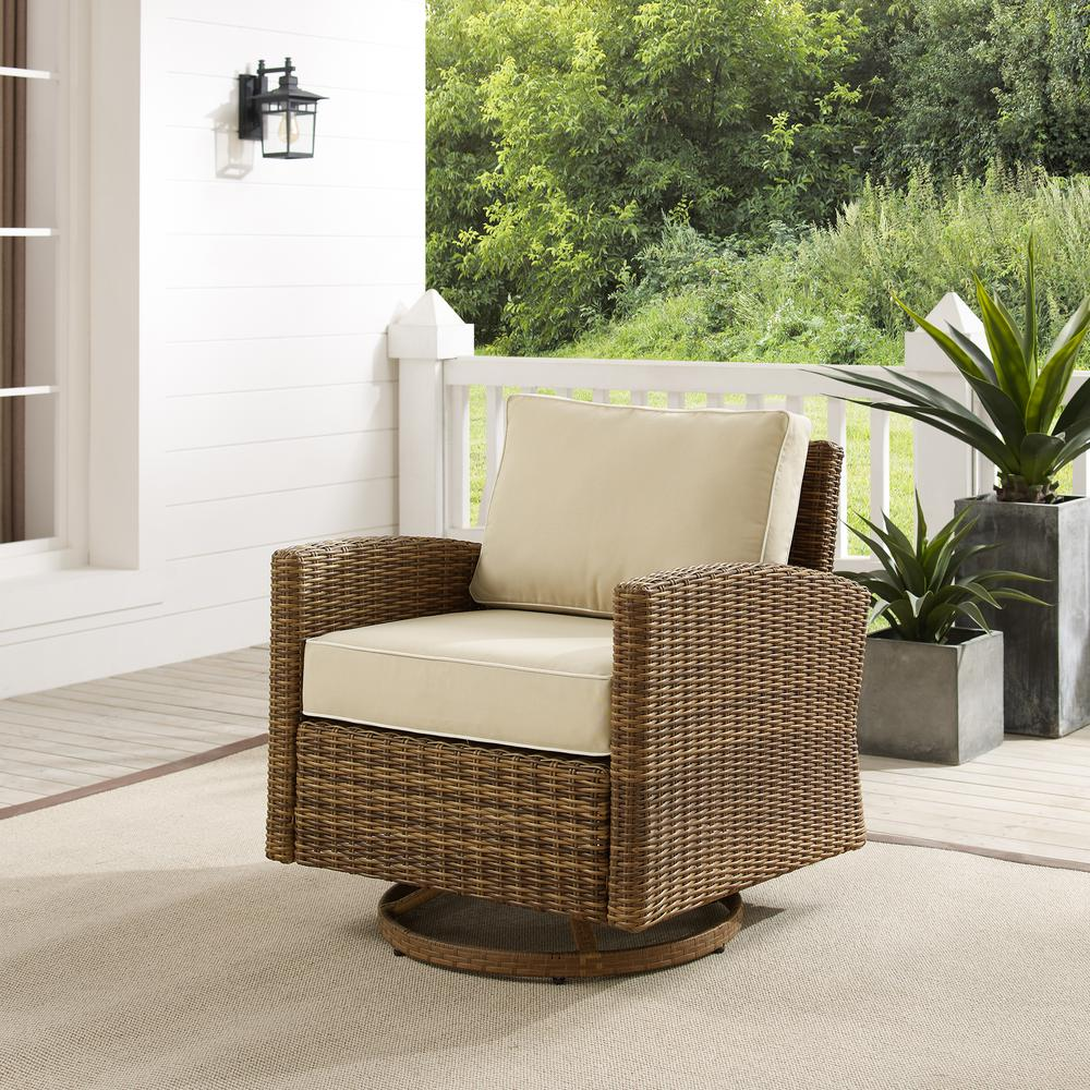 Bradenton Outdoor Wicker Swivel Rocker Chair Sand/Weathered Brown