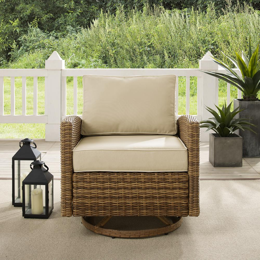 Bradenton Outdoor Wicker Swivel Rocker Chair Sand/Weathered Brown