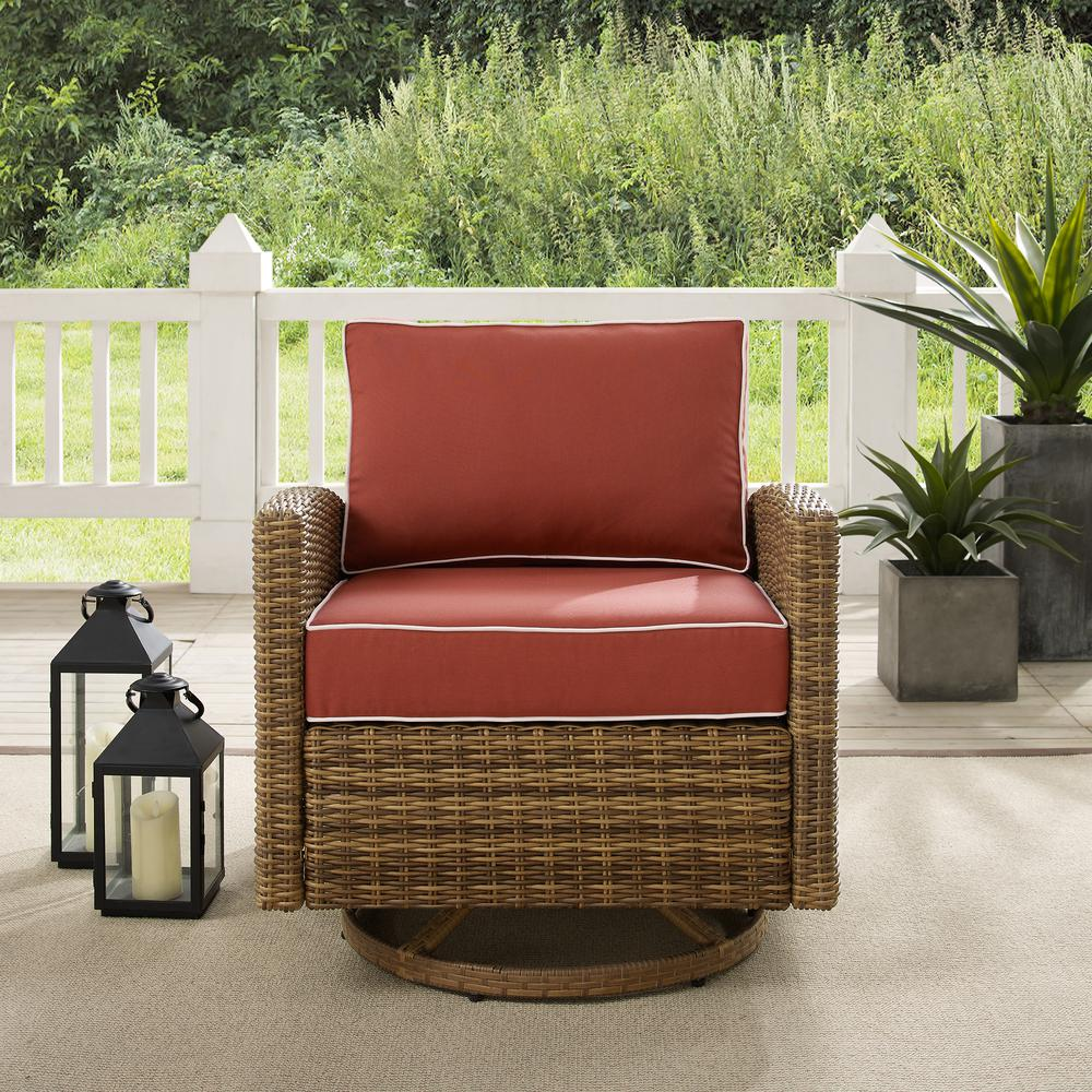 Bradenton Outdoor Wicker Swivel Rocker Chair Sangria/Weathered Brown